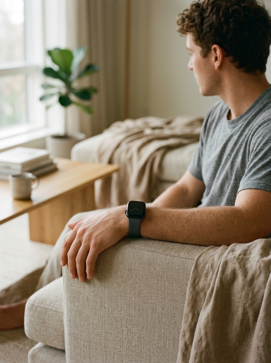 Erholung nach dem Training mit Fitness-Tracker am Handgelenk